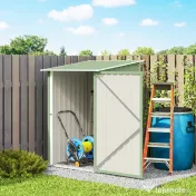 Outsunny Căsuță de Grădină 0,92m² din Oțel Galvanizat, Depozit pentru Unelte cu Ușă Blocabilă, Acoperiș Înclinat, 100x104x160 cm, Verde Deschis | Aosom Romania 