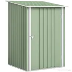 Outsunny Magazie de Grădină 0,92m² din Oțel Galvanizat, Depozit pentru Unelte cu Ușă Blocabilă, Acoperiș Înclinat, 100x104x160 cm, Verde Deschis