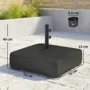 Outsunny Bază pentru Umbrelă Reumplibilă cu Nisip 80 kg/Nisip Umed 90 kg, pentru Tije de Ø48 mm, Negru | Aosom Romania