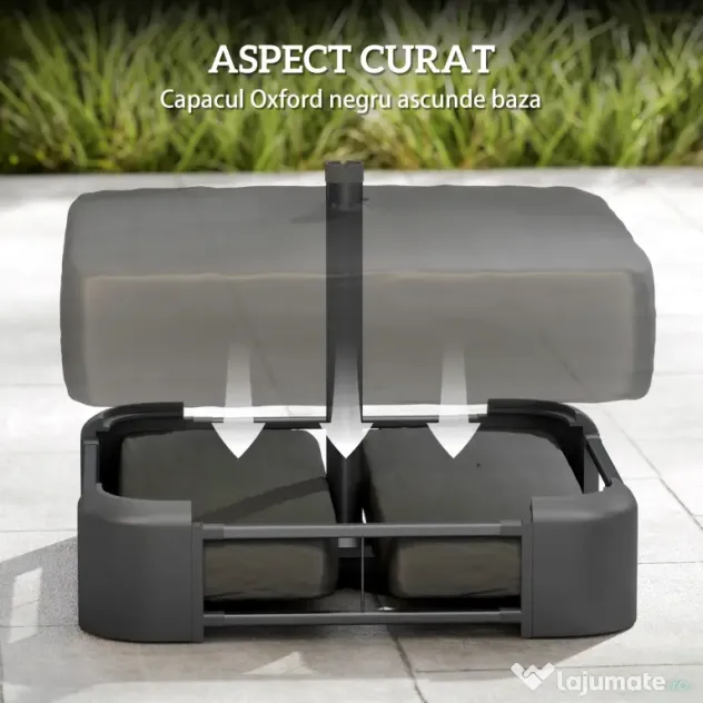 Outsunny Bază pentru Umbrelă Reumplibilă cu Nisip 80 kg/Nisip Umed 90 kg, pentru Tije de Ø48 mm, Negru | Aosom Romania