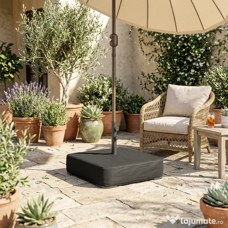 Outsunny Bază pentru Umbrelă Reumplibilă cu Nisip 80 kg/Nisip Umed 90 kg, pentru Tije de Ø48 mm, Negru | Aosom Romania
