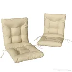 Outsunny Set 2 Perne pentru Scaune de Exterior cu Curele de Fixare, din Poliester și Bumbac, 120x50x8 cm, Bej
