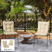 Outsunny Set 2 Perne pentru Scaune de Exterior cu Curele de Fixare, Perne Imbottite din Poliester și Bumbac, pentru Șezlonguri, Fotolii, 50x120x8 cm, Bej | Aosom Romania