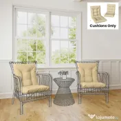 Outsunny Set 2 Perne pentru Scaune de Exterior cu Curele de Fixare, Perne Imbottite din Poliester și Bumbac, pentru Șezlonguri, Fotolii, 50x120x8 cm, Bej | Aosom Romania