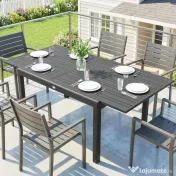 Outsunny masă extensibilă pentru exterior masă de grădină masă de prânz | Aosom Romania