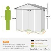 Outsunny Căsuță de Grădină, Magazie pentru Unelte, Oțel, 194x107x191 cm, Gri | Aosom Romania