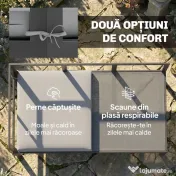 Outsunny Set de Grădină din Metal 3 Piese cu Măsuță cu Șipci și Perne | Aosom Romania 