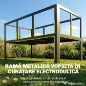 Outsunny Set de Grădină din Metal 3 Piese cu Măsuță cu Șipci și Perne | Aosom Romania 