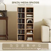 HOMCOM Set de 2 Mobili Suport CD cu Polițe Reglabile, Raft pentru 204 CD-uri Compact, Mobilier cu 12 Compartimente, pentru Living, Dormitor, Birou, 21x22,5x88,5cm, Culoare Lemn | Aosom Romania