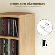 HOMCOM Set de 2 Mobili Suport CD cu Polițe Reglabile, Raft pentru 204 CD-uri Compact, Mobilier cu 12 Compartimente, pentru Living, Dormitor, Birou, 21x22,5x88,5cm, Culoare Lemn | Aosom Romania