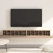 HOMCOM Set de 2 Mobili Suport CD cu Polițe Reglabile, Raft pentru 204 CD-uri Compact, Mobilier cu 12 Compartimente, pentru Living, Dormitor, Birou, 21x22,5x88,5cm, Culoare Lemn | Aosom Romania