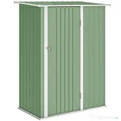 Outsunny Căsuță de Grădină 1.07m² din Oțel Galvanizat, Magazie pentru Unelte cu Ușă Blocabilă și Acoperiș Înclinat, 142x86x189 cm, Verde Deschis | Aosom Romania