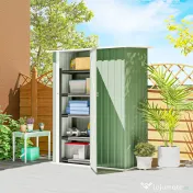 Outsunny Căsuță de Grădină 1.07m² din Oțel Galvanizat, Magazie pentru Unelte cu Ușă Blocabilă și Acoperiș Înclinat, 142x86x189 cm, Verde Deschis | Aosom Romania