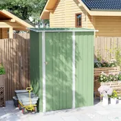 Outsunny Căsuță de Grădină 1.07m² din Oțel Galvanizat, Magazie pentru Unelte cu Ușă Blocabilă și Acoperiș Înclinat, 142x86x189 cm, Verde Deschis | Aosom Romania
