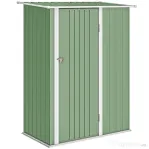 Outsunny Magazie pentru unelte din metal cu acoperiș înclinat și ușă cu încuietoare, 142x86x189 cm, verde deschis