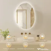 HOMCOM Dulap Baie LED, Anti-Condens, Iluminare Reglabilă 3 Tonuri, Alb, Montare pe Perete | Aosom Romania 