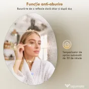HOMCOM Dulap Baie LED, Anti-Condens, Iluminare Reglabilă 3 Tonuri, Alb, Montare pe Perete | Aosom Romania 