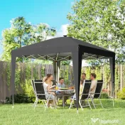 Outsunny Gazebo 3x3 m Pliabil Pop Up cu Înălțime Reglabilă, UV50+, Gazebo de Grădină cu Lumină Centrală și USB, Telecomandă, Geantă de Transport, pentru Exterior, Camping, Petreceri, Negru | Aosom Romania 