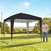 Outsunny Gazebo 3x3 m Pliabil Pop Up cu Înălțime Reglabilă, UV50+, Gazebo de Grădină cu Lumină Centrală și USB, Telecomandă, Geantă de Transport, pentru Exterior, Camping, Petreceri, Negru | Aosom Romania 