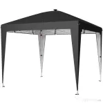 Outsunny Pavilion pliabil 3x3 m, înălțime reglabilă, cu lumină centrală și telecomandă, din metal și poliester, negru