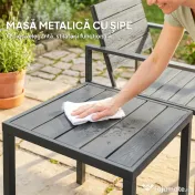 Outsunny Set Bistro Grădină 3 Piese pentru 2 Persoane, Masă și Scaune de Exterior cu Cadru Metalic, Mobilier din Plastic pentru Terasă | Aosom Romania