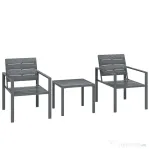 Outsunny Set de Grădină 3 piese cu 2 Scaune de Exterior și Măsuță de Cafea, din HDPE și Metal, Gri Închis