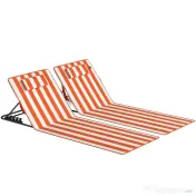Outsunny Set 2 Șezlonguri Pliabile Portabile pentru Plajă, Spătar Reglabil, Portocaliu. | Aosom Romania 