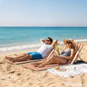Outsunny Set 2 Șezlonguri Pliabile Portabile pentru Plajă, Spătar Reglabil, Portocaliu. | Aosom Romania 