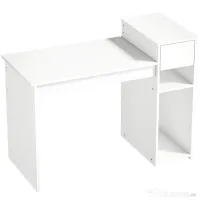 HOMCOM Birou pentru Studiu și Scris cu Sertar și Rafturi, 108 cm, Alb | Aosom Romania 