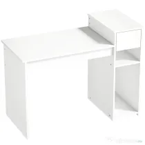 HOMCOM Birou pentru Studiu și Scris cu Sertar și Rafturi, 108 cm, Alb | Aosom Romania
