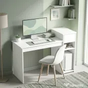 HOMCOM Birou pentru Studiu și Scris cu Sertar și Rafturi, 108 cm, Alb | Aosom Romania 