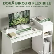 HOMCOM Birou pentru Studiu și Scris cu Sertar și Rafturi, 108 cm, Alb | Aosom Romania 