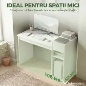 HOMCOM Birou pentru Studiu și Scris cu Sertar și Rafturi, 108 cm, Alb | Aosom Romania 