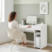 HOMCOM Birou pentru Studiu și Scris cu Sertar și Rafturi, 108 cm, Alb | Aosom Romania 