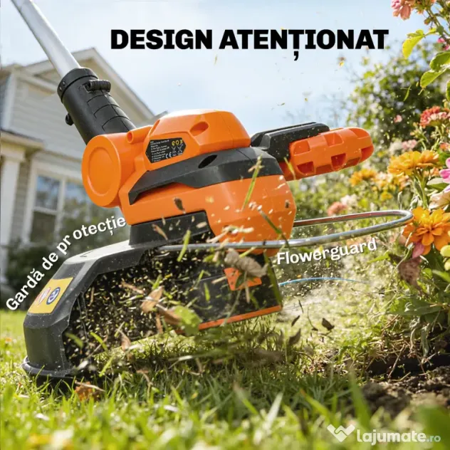 Outsunny Trimmer cu Acumulator 2-în-1, Tăietor de Iarbă 18V cu 2 Baterii de 4Ah, Încărcător, Tija Telescopică, Cap Înclinat, Mâner Reglabil, Tăiere 25cm, 8000 RPM, Ușor pentru Gazon și Grădină | Aosom Romania
