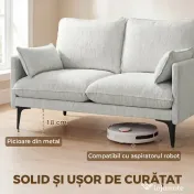 HOMCOM Canapea 2 Locuri cu Brațe, Perne Groase și 2 Perne, 131x78x83 cm, Alb | Aosom Romania 