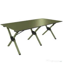 Outsunny Masă de Camping Pliabilă 116 cm, Masă de Picnic Impermeabilă cu Blat Rulabil și Cadru Metalic, Verde | Aosom Romania