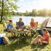 Outsunny Masă de Camping Pliabilă 116 cm, Masă de Picnic Impermeabilă cu Blat Rulabil și Cadru Metalic, Verde | Aosom Romania