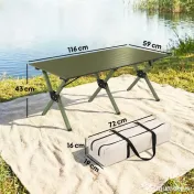 Outsunny Masă de Camping Pliabilă 116 cm, Masă de Picnic Impermeabilă cu Blat Rulabil și Cadru Metalic, Verde | Aosom Romania