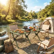 Outsunny Masă de Camping Pliabilă 116 cm, Masă de Picnic Impermeabilă cu Blat Rulabil și Cadru Metalic, Verde | Aosom Romania