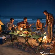 Outsunny Masă de Camping Pliabilă 116 cm, Masă de Picnic Impermeabilă cu Blat Rulabil și Cadru Metalic, Verde | Aosom Romania