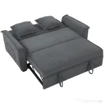 HOMCOM 3 în 1 Canapea Extensibilă 2 Locuri cu Spătar Reglabil în 3 Poziții și 2 Perne Chenille, Gri Închis