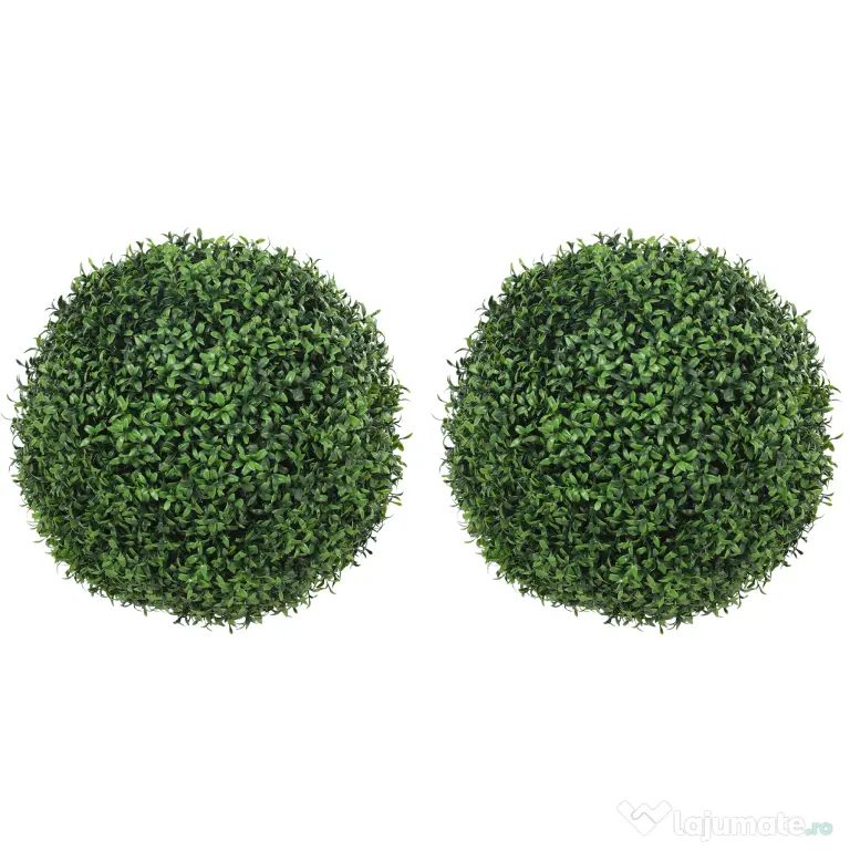 HOMCOM Plante Decorative Artificiale din Buxus cu 682 de Frunze, Rezistente la UV, Înălțime 42 cm