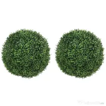 HOMCOM Plante Decorative Artificiale din Buxus cu 682 de Frunze, Rezistente la UV, Înălțime 42 cm