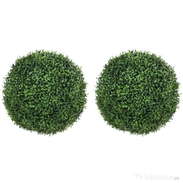 HOMCOM Plante Decorative Artificiale din Buxus cu 682 de Frunze, Rezistente la UV, Înălțime 42 cm