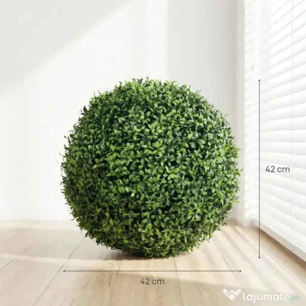 HOMCOM Plante Decorative Artificiale din Buxus cu 682 de Frunze, Rezistente la UV, Înălțime 42 cm