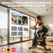 Bicicletă SPORTNOW pentru Acasă, Stativă cu Aplicație, Rezistență Magnetică 0-100% | Aosom Romania 