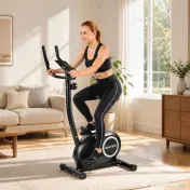 SPORTNOW Bicicletă Fitness cu 8 Niveluri de Rezistență Magnetică, Bicicletă cu Bluetooth, Șa Reglabilă, Ecran LCD, Senzor Puls, Suport Telefon, Bicicletă de Antrenament pentru Acasă | Aosom Romania 