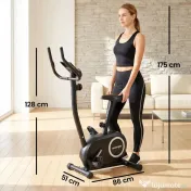 SPORTNOW Bicicletă Fitness cu 8 Niveluri de Rezistență Magnetică, Bicicletă cu Bluetooth, Șa Reglabilă, Ecran LCD, Senzor Puls, Suport Telefon, Bicicletă de Antrenament pentru Acasă | Aosom Romania 