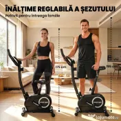 SPORTNOW Bicicletă Fitness cu 8 Niveluri de Rezistență Magnetică, Bicicletă cu Bluetooth, Șa Reglabilă, Ecran LCD, Senzor Puls, Suport Telefon, Bicicletă de Antrenament pentru Acasă | Aosom Romania 